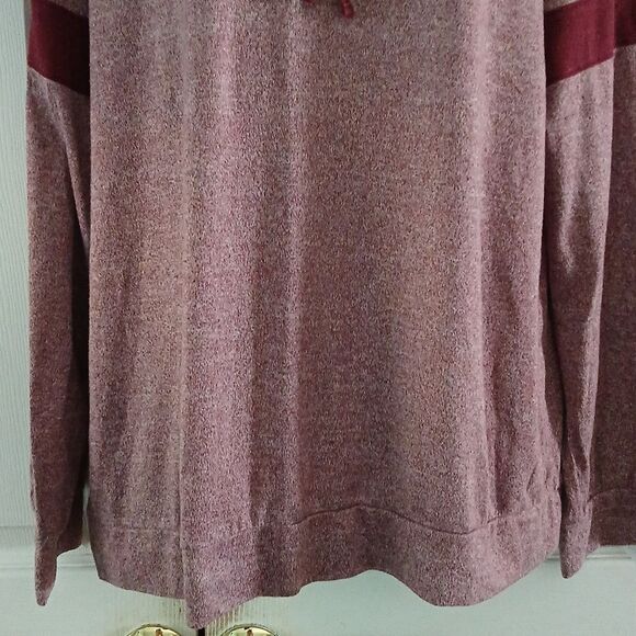 St John's Bay maroon lightweight long sleeve drawstring collar top Sz XXL - Picture 2 of 5